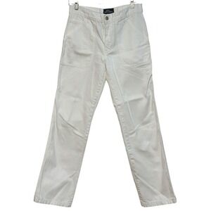 ZARA INTO THE CLASSICS Cargo Pants Women Straight Leg Utility White Denim SZ 6